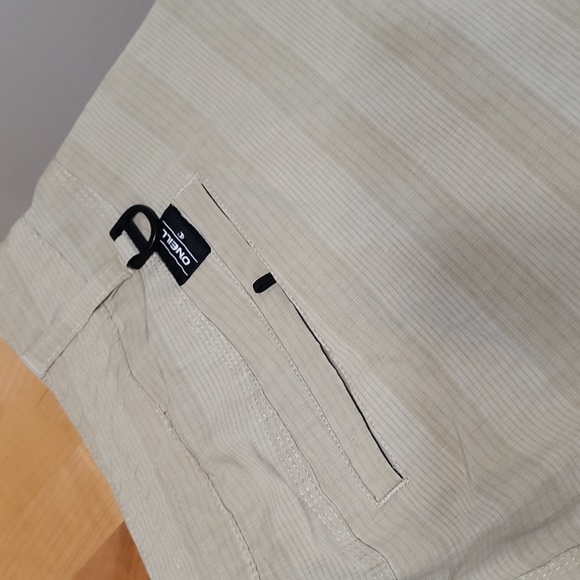 O'Neill Tan Striped Moisture Wicking Shorts W 5 Pockets Cross + Over - Picture 6 of 10